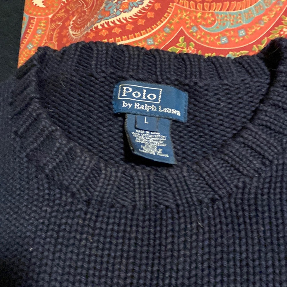 Navy blue Ralph Lauren flag knitted sweater